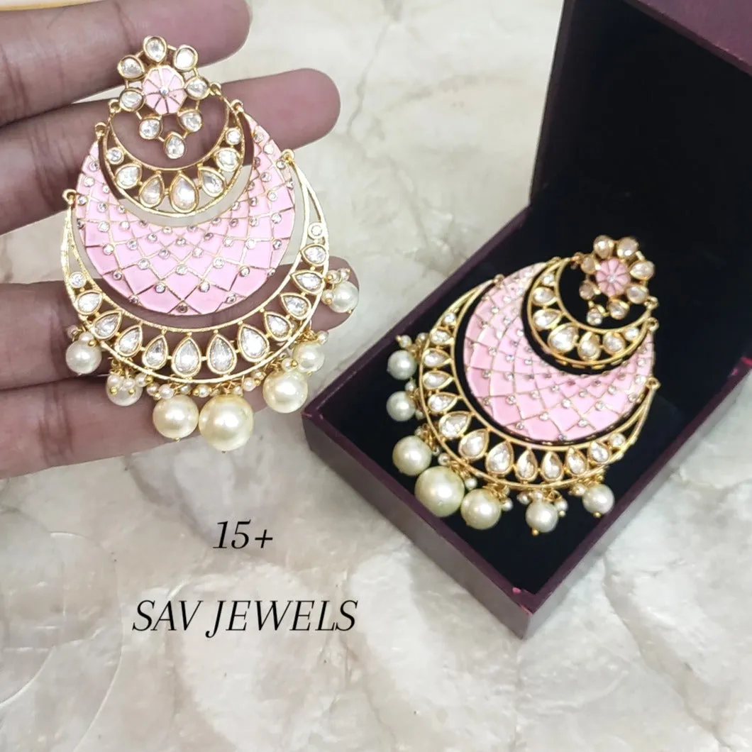 Pink Meena Earring