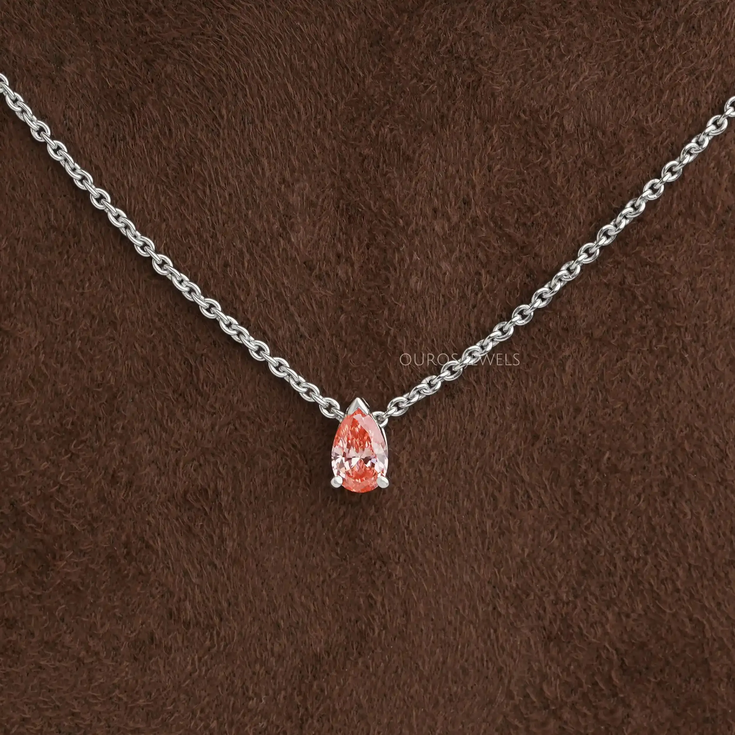 Pink Pear Cut Lab Grown Diamond  Pendant