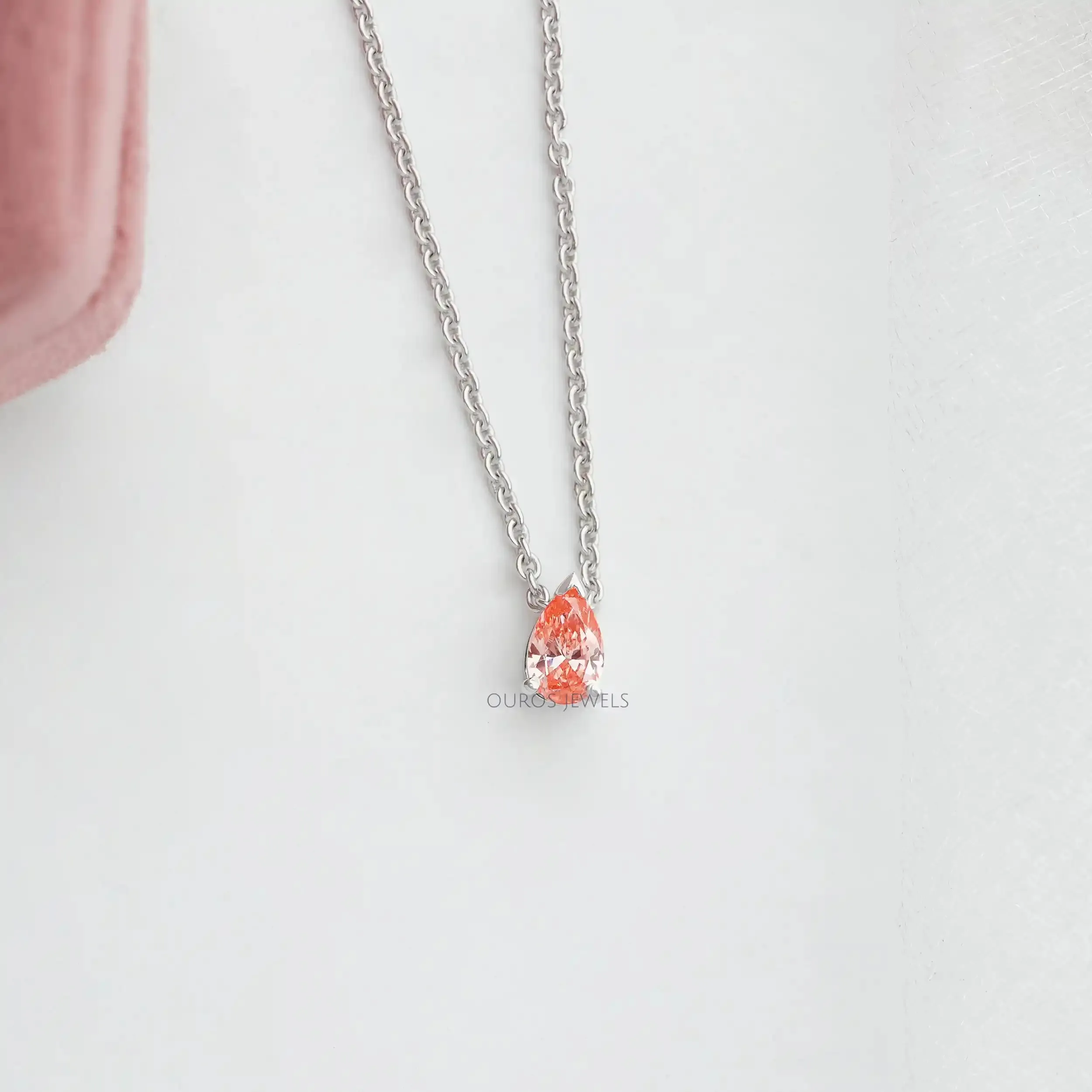 Pink Pear Cut Lab Grown Diamond  Pendant