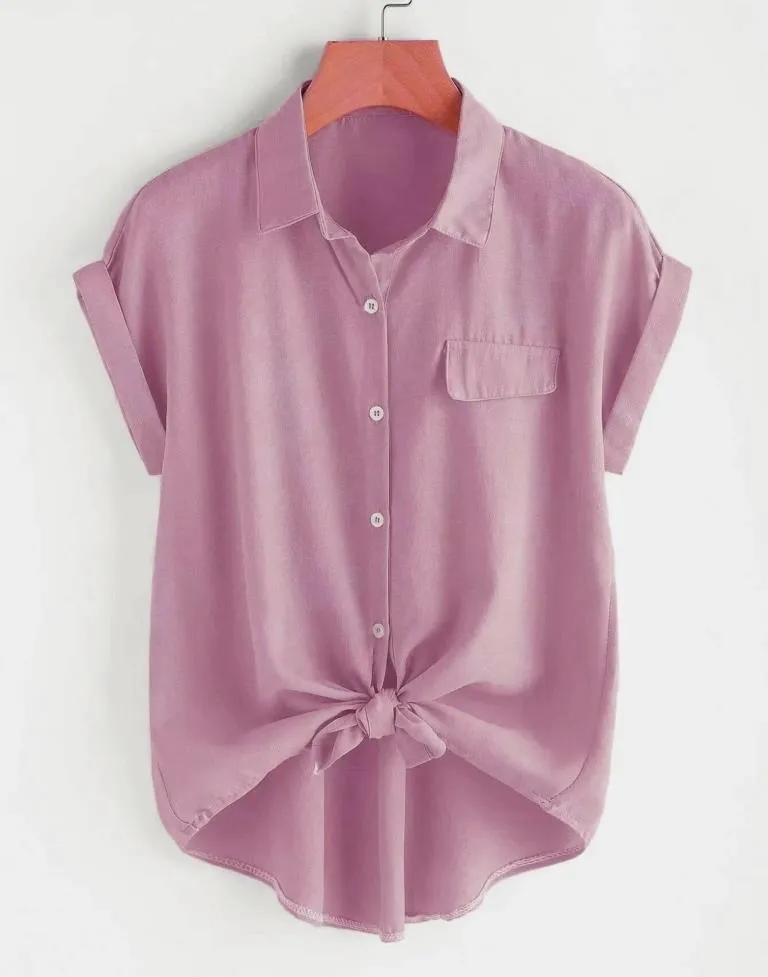 Pink Plain Rayon Shirt