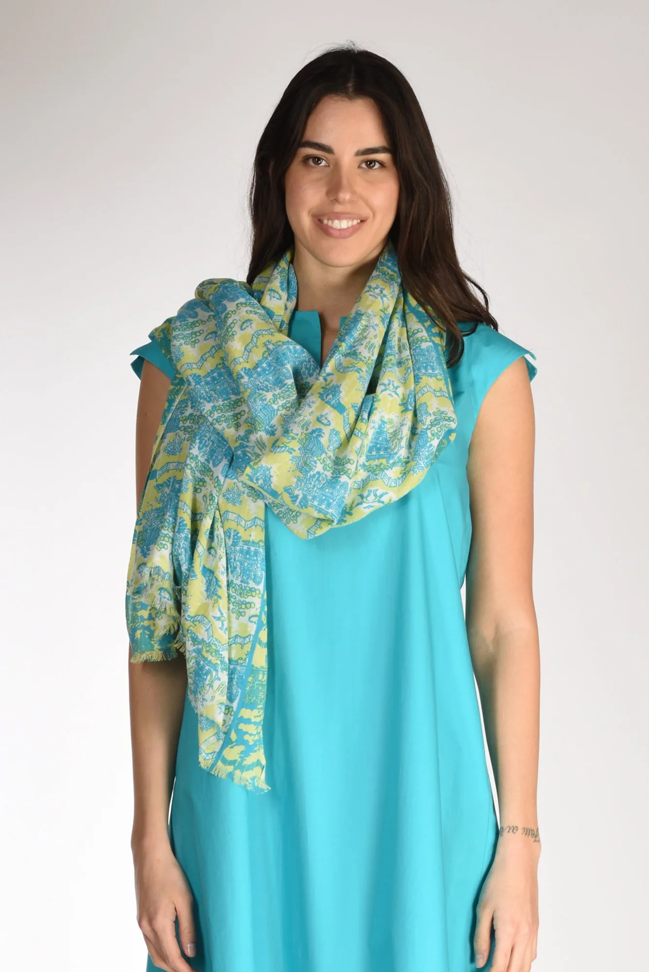 Pyaar Sciarpa Stampa Azzurro/verde Chiaro Donna