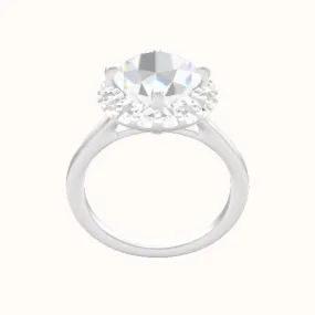 Split Cathedral Engagement Ring With Petal Prong Halo Head