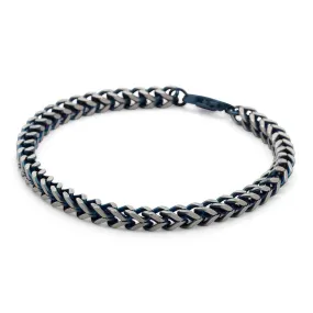 Stainless Steel Blue Ion Plated Franco Chain Bracelet