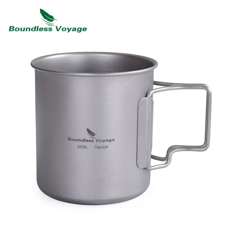 Tasse en titane avec poignée pliable 77g Boundless Voyage - Ti1518B