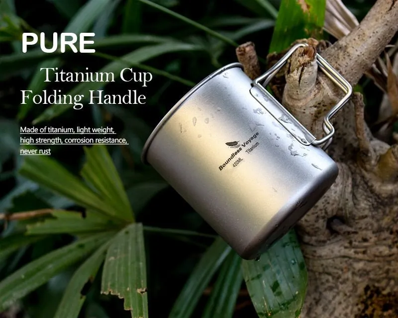 Tasse en titane avec poignée pliable 77g Boundless Voyage - Ti1518B