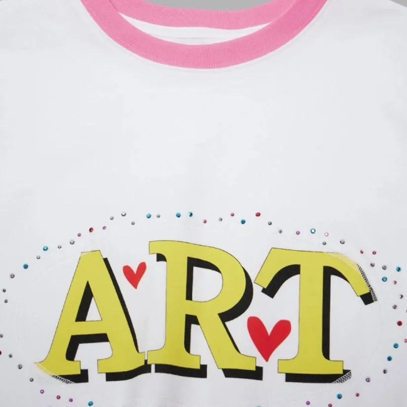 THE MUSEUM VISITOR  |Crew Neck Heart Unisex Street Style Cotton Short Sleeves