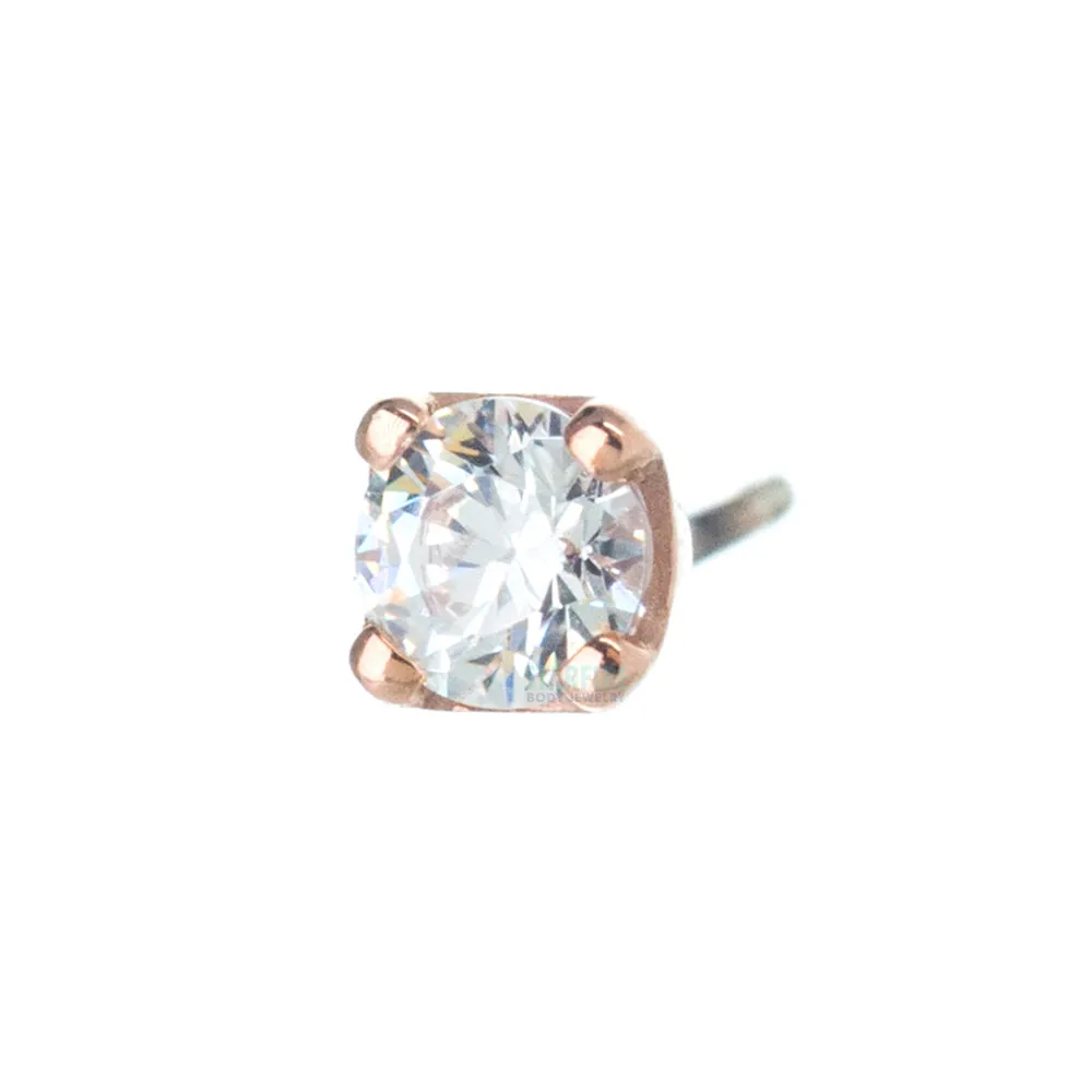 threadless: Four Prong Pin in Gold with White CZ