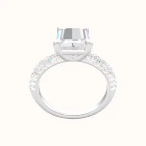 Three Row Pave Engagement Ring With Low Set Four Prong Head