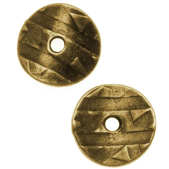 TierraCast Brass Oxide Finish Pewter Curved Spacer Disc Bead 10mm (10 Pieces)