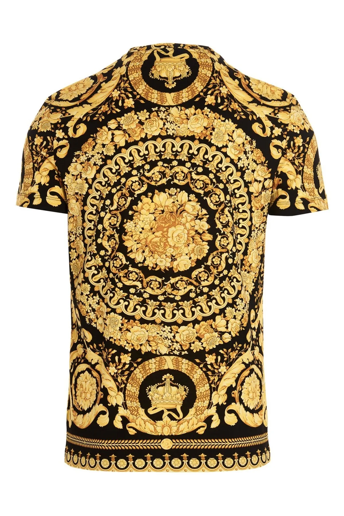 VERSACE  |Crew Neck Monogram Cotton Short Sleeves With Jewels Logo