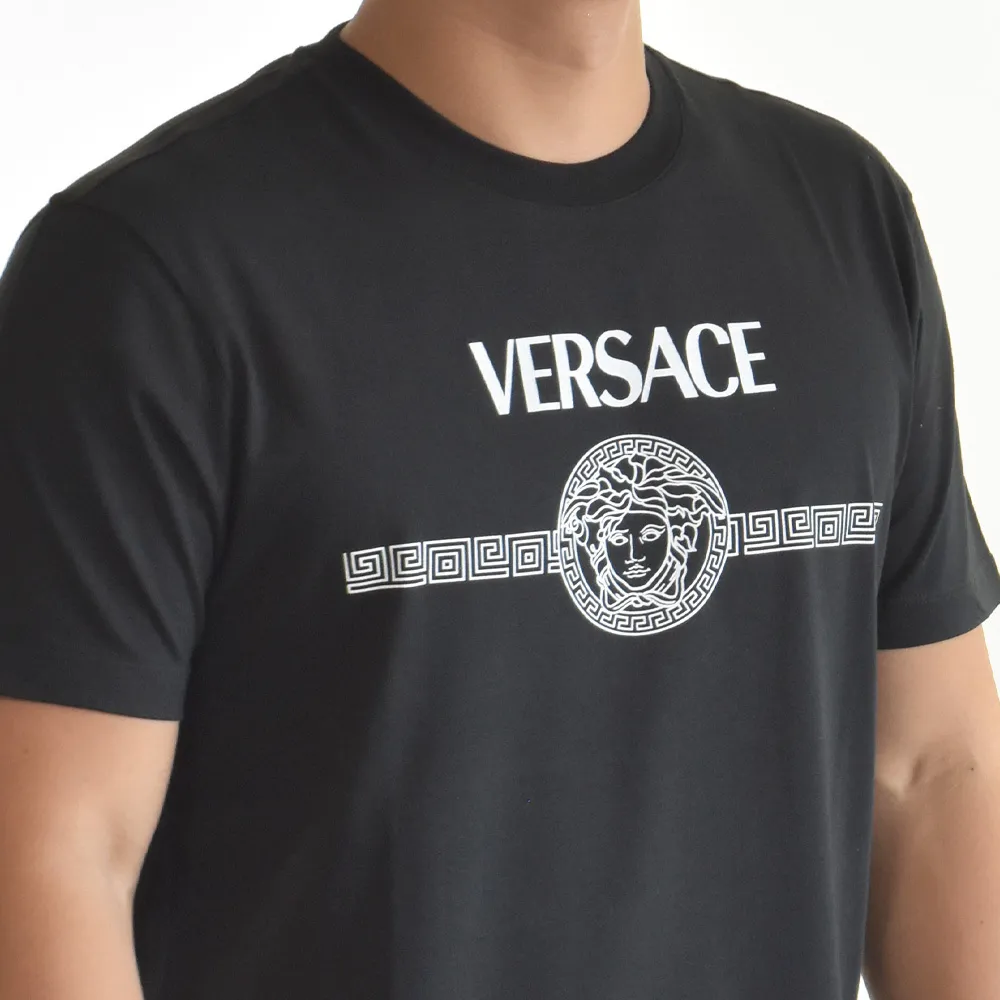 VERSACE  |Crew Neck Street Style Plain Cotton Short Sleeves Logo