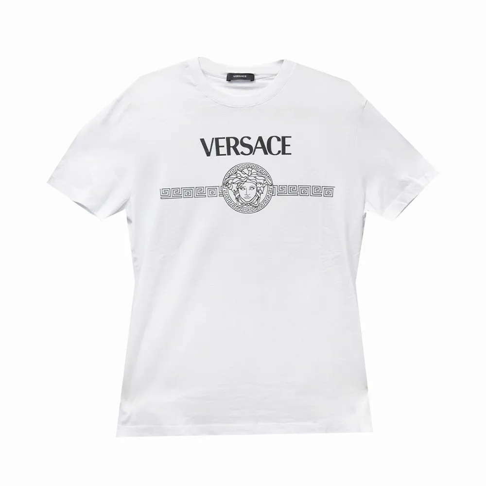 VERSACE  |Crew Neck Street Style Plain Cotton Short Sleeves Logo