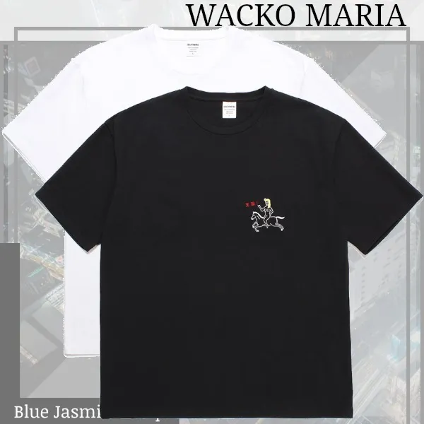 WACKO MARIA  |Crew Neck Plain Cotton Short Sleeves Logo Crew Neck T-Shirts