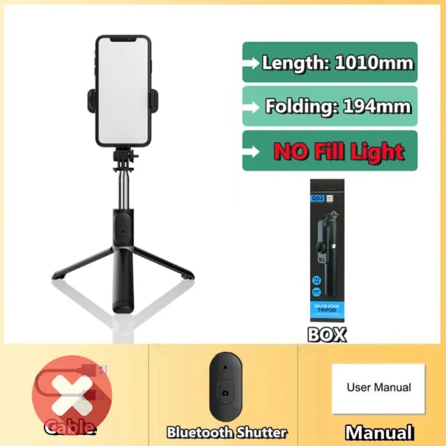 Wireless selfie stick tripod Bluetooth With Led light remote shutter