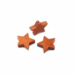 Wood Star Beads, Natural, Light Brown, 17mm