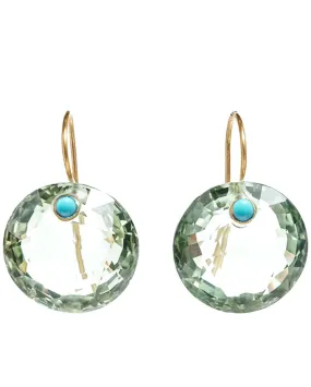 XL Green Quartz and Turquoise Earrings