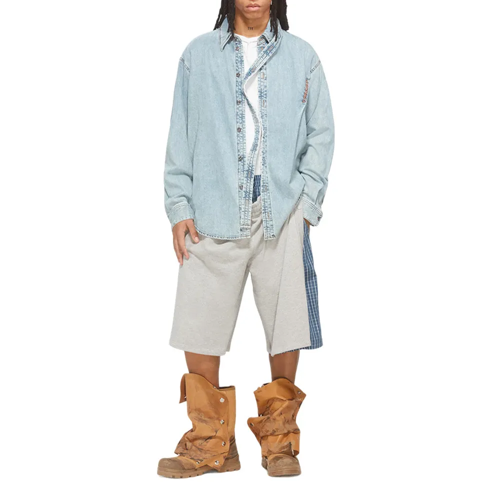 Y/PROJECT HOOK AND EYE DENIM SHIRT